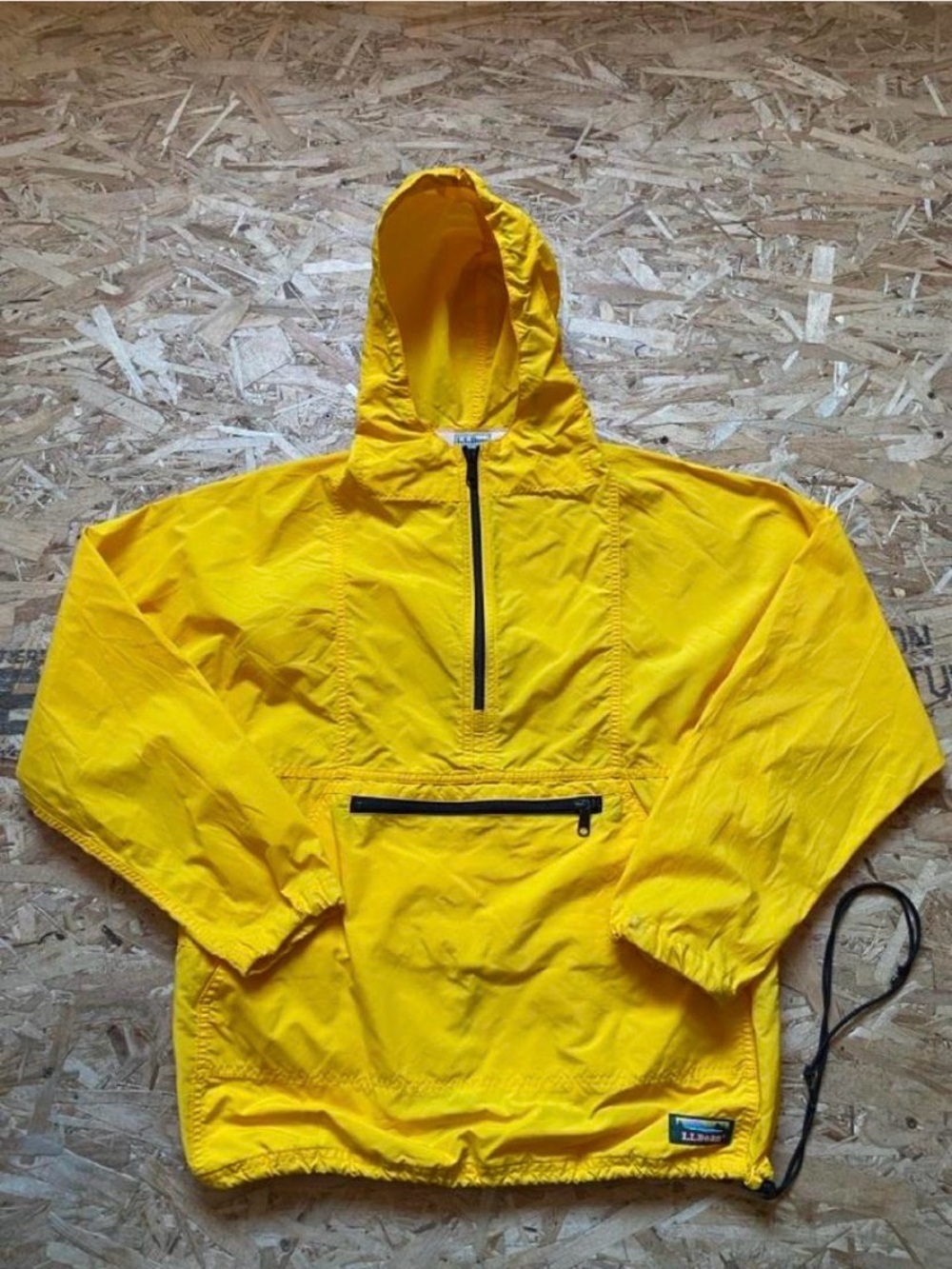 Vintage L.L. Bean Yellow Hooded Half-Zip Anorak